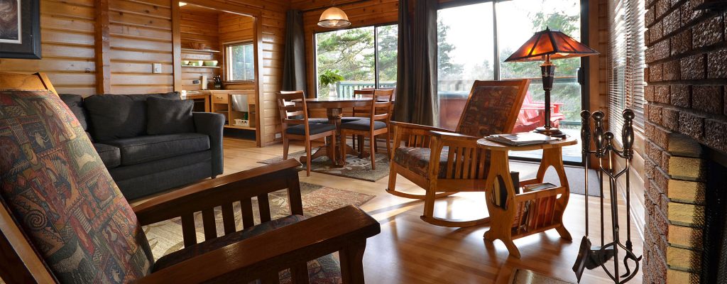 cabin 1 living room at point no point resort