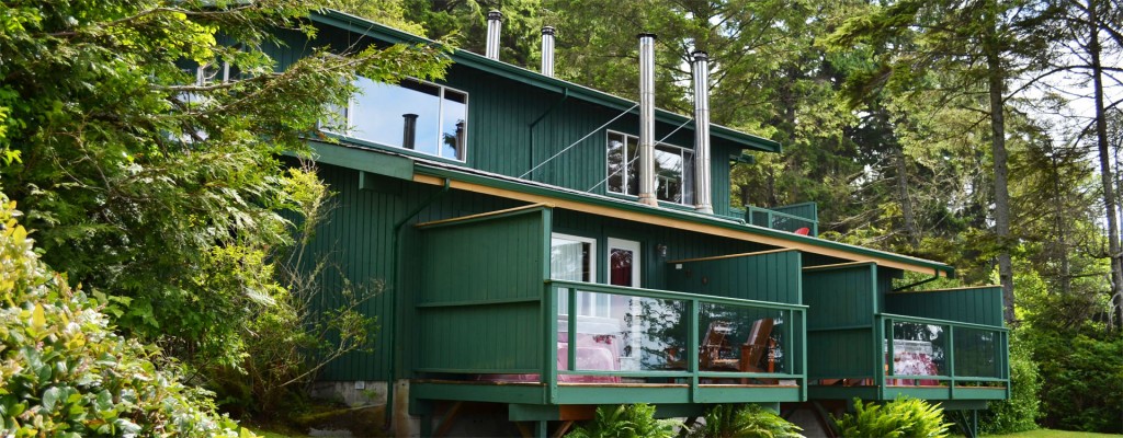 exterior of cabin 5 & 6 at point no point resort, vancouver island